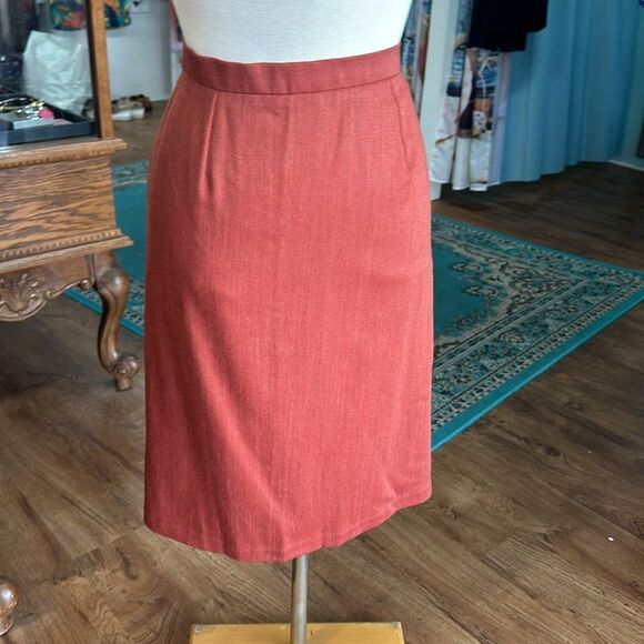 Givenchy Couture Rust Tweed Pencil Skirt Size Med( See Measurement..no size tag) - Picture 5 of 11